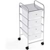 Soberine Carrello Portaoggetti Stoccaggio con Ruote con 4 Cassetti Cassettiera Rimovibili in Plastica per Ufficio Sala da Pranzo Cucina Dispensa Soggiorno Bagno (Bianco)