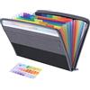 Fun storage Borse di File,13 Tasche Sacchetto di Zip,Cartella Portadocumenti A4 ,Porta Documenti Espandibile,Faldoni Archivio Fisarmonica,Plastica,in tela,Bordo Fibra,Perfetto per Ufficio Scuola Viaggio (nero)