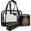 Get Trend Harry Potter Beauty Case Donna Ragazza, Set 3 Pezzi Borsa Trasparente, Pochette e Porta Trucchi, Beauty da Viaggio per Make Up (Nero Harry Potter)