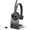 Poly Voyager 4310 UC, Cuffia Monoaurale Senza Filo, Connessione Bluetooth e Dongle USB-C BT700, Cuscinetto in Similpelle, Autonomia 24 Ore, Base per Ricarica, Compatibile con Windows 10 e macOS, Nero