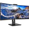 Philips 346P1Crh Docking Monitor Wqhd Curved Usb C Da 34 Pollici, Webcam, Regolabile In Altezza, Hdr400, 3440 x 1440, 100 Hz, Hdmi, Displayport, Usb C, Rj45, Hub Usb, Nero, 34 Pollici Wqhd Curvo