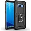 JMstore Cover Compatibile con Samsung Galaxy S8 Plus con Schermo Vetro temperato,Anti-Drop Custodia Anello Supporto Girevole (Nero)