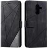 SONWO Cover per Galaxy J8 2018, SONWO Flip Caso in PU Pelle Case Cover Portafoglio Custodia per Samsung Galaxy J8 2018, [Kickstand] [Slot per Schede], Nero