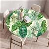 Treer Tovaglia Rotondo Antimacchia, 3D Piante Verdi Mollettone Tavolo Rotondo con Bordo Eelastico, Lavabile Copritavolo Antiscivolo Tovaglia Tonda per Picnic Cucina Casa (Foglie Gialle,80CM)