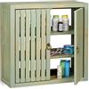 Relaxdays Pensile Bagno Vintage, bambù, 2 Ante, Chiusura Magnetica, 2 Ripiani, Bagno e Cucina, HLP 50 x 52 x 20cm,Grigio
