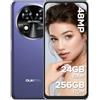 OUKITEL C37 Smartphone Offerta, 24GB RAM+256GB ROM(1TB TF), 6.6 2K FHD+ Telefono Cellulare, Fotocamere 48MP+ 32MP, Android 13 Smartphone, 5150mAh, 4G Dual SIM, WiFi/GPS/Face ID/OTG-Viola