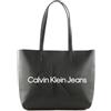 Calvin Klein Donna Borsa Tote Bag con Zip, Nera (Ck Black), Taglia Unica, Nero (Black), Taglia Unica