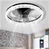 Finktonglan ventilatori da soffitto a LED con illuminazione, moderno ventilatore da soffitto da 50 cm senza pale e dimmerabile 6 velocità ventilatore da soffitto per camera da letto, nero
