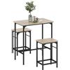 HOMCOM Arredamento Bar 3 Pezzi con Tavolo da Cucina e 2 Sgabelli da Bar in Legno e Acciaio, color Legno e Nero | Aosom Italy