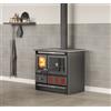 La Nordica Extraflame CUCINA A LEGNA LA NORDICA EXTRAFLAME ROSA XXL 5.0 VST STEEL 11 KW COLORE NERO ANTRACITE AD ARIA