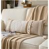 Caflife Federa per cuscino in stile bohémien, 35 x 91 cm, lunga, decorativa per letto, marrone, beige, per sedia da fattoria, divano, camera da letto, soggiorno, decorazione per la casa, confezione da