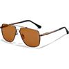 KANASTAL Marroni Occhiali da Sole Polarizzati Uomo Donna Quadrati Oversize Metallo Stile Retrò Classico Protezione UV400 Brown Sunglasses per Guida Viaggi - Lenti Marrone