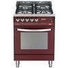 LOFRA - Cucina Elettrica PR66MFT / C 4 Fuochi a Gas Forno Elettrico Classe A Colore Rosso Burgundy - SPEDIZIONE GRATUITA