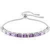 Swarovski Matrix Bracciale Tennis, Gioiello con Zirconia Trasparenti e Viola, Taglio Octagon Step, Montatura a Griffe, Chiusura a Scorrimento, Placcatura in Tonalitŕ Rodio, 24 cm, 0,3 cm