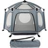 Dreambaby Adventure - Box pop-up per esterni e interni, con base, per neonati e bambini, 6 pannelli con tettoia aggiuntiva anti UV, per interni ed esterni, colore: grigio
