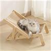 Vuggdt Sedia per gatti in sisal, sedia a sdraio rialzata per gatti, amaca in legno naturale, regolabile, per interni e tutte le stagioni