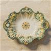 Ceramiche Sofia Stand Centrotavola Barocco in Ceramica di Caltagirone 38×33 cm — Verde e Arancio, Serie d'Arte - 38 cm / 33 cm / Linea Verde e Arancio