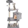 BAKAJI Albero Tiragraffi Graffiatoio Rifugio 1 Pallina 1 Cuccia Coperte per Gatti Animali Felini Interattivo Unghie Antigraffio Stabile Resistente Robusto Albero Rampicante Solida Colore Grigio