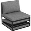HOMCOM Poltrona Letto con Cuscino e Copertura Protettiva, in Tessuto Effetto Lino e Metallo, 66x70x74 cm, Grigio | Aosom Italy