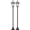 Outsunny Set 2 Lampioni Solari per Giardino con 2 LED e Accensione Automatica, Nero|Aosom