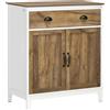 HOMCOM Mobile Multiuso in Truciolato con Armadietto e Cassetto in Stile Rustico, 78.5x39x89.4cm, Bianco|Aosom