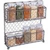 DII Z01446 - Organizer vintage in metallo per pollo da parete, dispensa, armadietto o bancone, 2 ripiani per spezie, stile rustico