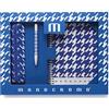 Pigna, set regalo MONOCROMO PATTERN, gift box (astuccio, quaderno spiralato, penna), blu
