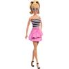 Barbie - Fashionistas n. 213 da collezione 65° Anniversario, bambola bionda con top a righe, gonna rosa e occhiali da sole, giocattolo per bambini, 3+ anni, HRH11