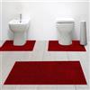 Generico Susanna Home - Set 3 Tappeti da Bagno in Microfibra Shaggy Antiscivolo, Tappeto Rettangolare, Giro Water e Giro Bidet, Super Assorbente, Morbido e Lavabile - Disponibile in Diversi Colori (BORDEAUX)