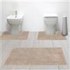 Generico Susanna Home - Set 3 Tappeti da Bagno in Microfibra Shaggy Antiscivolo, Tappeto Rettangolare, Giro Water e Giro Bidet, Super Assorbente, Morbido e Lavabile - Disponibile in Diversi Colori (BEIGE)