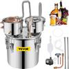 VEVOR La Caldaia per Acqua Distillata con Pompa,Doppi Fusti, 8 GAL, La Caldaia per Acqua al Chiaro di Luna, Distillatore d'Acqua Alcolica, Distillazione del Vino 8GAL in Acciaio e Rame Rosso