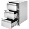 VEVOR Cassetti per Cucina da Esterno 377x646x480 mm, Cassetti 3 Ripiani con Struttura a Scatola e Maniglia in Acciaio Inossidabile per Isola Barbecue da Cucine da Esterno, Giardino, Cortile