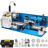 VEVOR Mini Tornio 550 W in Metallo da Banco Velocità Regolabile con 3 Griffe, Mini Macchina di Tornio da Tavolo per Lavorazione di Modello 77 x 21,7 x 29,7cm, Tornio per Metallo con Graffe