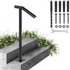 VEVOR Corrimano per Scale, 2 Passi, Corrimano Ferro Battuto, Montante Singolo Diramazione, Tubo Tondo, Corrimano Ferro Battuto per Scale, Colore Nero,