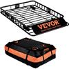 VEVOR Cestello Portabagagli da Tetto Auto SUV Camion in Acciaio Q195 Capacità Massima da 90,7 kg 130,5 x 91,5 x 12,7 cm per Campeggio Viaggio Escursione, Cestino Portapacchi da Tetto per Auto 16,3 kg