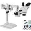 VEVOR Microscopio Stereo Simul-Focale 3.5X-90X Microscopio Stereo Trinoculare 360 ° Orientabile con Doppio Braccio
