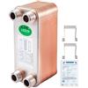 VEVOR Scambiatore di Calore 30 Piastre Scambiatore di Calore per Riscaldamento EATB12 Scambiatore di Calore Piastre in Acciaio