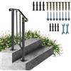VEVOR Corrimano Scale Passamano Ringhiera Set Ringhiera per Scale Nero Opaco con 1 o 2 Gradini Ringhiera Corrimano in Ferro per Gradini Esterni