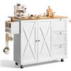 VEVOR Isola per Cucina Mobile con Ruote Tavolo Ribalto con Cassetti Portaoggetti Rastrelliera Capacità Carico Totale 136kg, Carrello Isola da Cucina Credenza Mobile per Utensili Cucina in MDF 4 Ruote