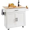 VEVOR Isola per Cucina Mobile con Ruote Tavolo 900 x 390 x 15mm Cassetti Portaoggetti Rastrelliera Capacità Carico Totale 90,7 kg, Carrello Isola da Cucina Credenza Mobile per Utensili Cucina in MDF