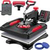 VEVOR 5 in 1 Macchina Digitale Intelligente per Pressa a Caldo, 38 x 38 cm Potenza 1200 W 220 V 50 Hz Stampa Calda Rossa per Applicare Lettere, Numeri e Motivi su Cappellini, Magliette, Tazze e Piatti