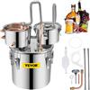 VEVOR La Caldaia per Acqua Distillata con Pompa con Fusto Doppio da 3 GAL, La Caldaia per Acqua al Chiaro di Luna, Distillatore d'Acqua Alcolica, Distillazione del Vino 3 GAL,in Acciaio e Rame Rosso