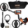 VEVOR Rilevatore per Metalli Sottoterra Bobina Diametro 25,4cm 7 Modalità di Funzione 7,2-9,6 V Lunghezza Asta Regolabile tra 104-132cm, Metal Detector per Adulti Bobina IP68 Temperatura -10℃ a 50℃