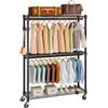 VEVOR Stand Appendiabiti a Rotelle Capacità Carico Statica Max. 182kg con 3 Ripiani Carico 41 kg Singolo Camera da Letto Soggiorno, Appendiabiti 4 Ruote 1162x450x2040 mm in Acciaio al Carbonio Q235