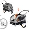 VEVOR Rimorchio Bici per Cani Pieghevole Portata max. 40kg Passeggino per Animali Domestici con Ruote a Sgancio Rapido, Attacco Universale, Carrello per Bici Traino Rimorchio per Animali Nero/Grigio