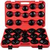 VEVOR Set di Chiavi a Tazza per Filtro Olio 30 Pezzi Set di Chiavi per Filtro Olio in Acciaio Testa 3/8 Pollici, Set Chiavi per Filtro Olio Auto Rimozione Filtro Olio 30 Pezzi in Valigetta Portatile