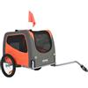 VEVOR Rimorchio Bici per Cani Pieghevole Portata max. 30 kg Passeggino per Animali Domestici con Ruote a Sgancio Rapido Telaio in Acciaio Carrello per Bici Traino Rimorchio Animali Arancione/Grigio