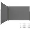 VEVOR Tenda Laterale Retrattile, Schermo Privacy Esterno Giardino Balcone Terrazza 200x600 cm, Frangivista Retrattile Poliestere 180g Impermeabile, UV30+ Paravento Divisorio per Cortile Balcone Grigio