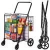 VEVOR Carrello Portabiancheria con 4 Ruote Cesto di Lavanderia Portabiancheria con Cesto Posteriore Portaoggetti Carico Max. 50kg, Carrello 6,21kg Portaspesa Portabiancheria con Ruote Cesto Posteriore
