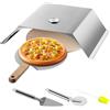 VEVOR Forno a Gas per Pizza di Argento 48 x 35 x 17 cm forno a legna da Esterno in Acciaio Inossidabile e Cordierite 13 Libbre Forno Prefabbricato